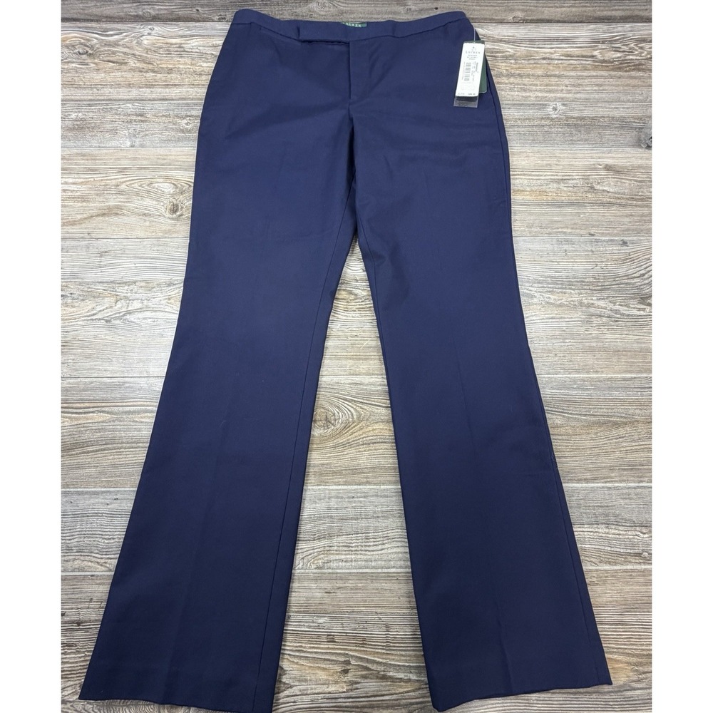 Lauren Ralph Lauren Womens Camaron Modern Slim Trouser Navy Blue 14 Business NWT
